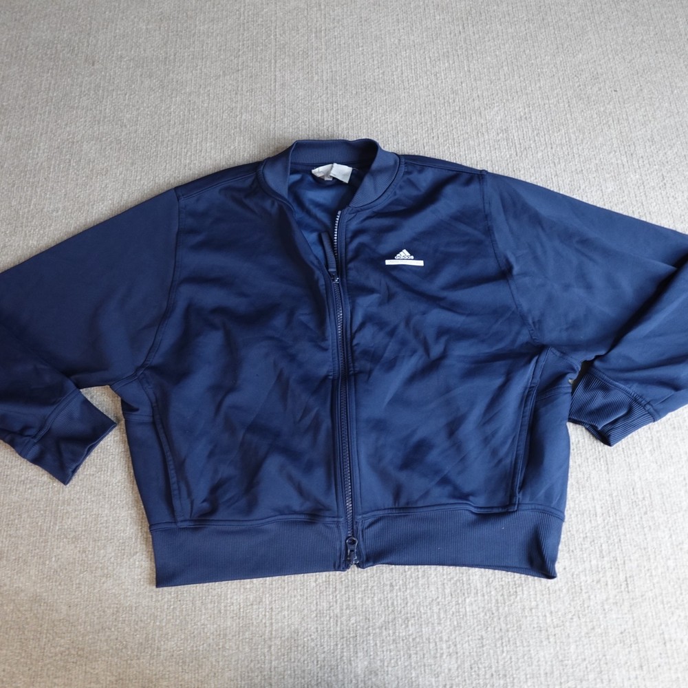 Adidas Stella McCartney Women's Jacket Medium Blue Full Zip Cropped Barricade