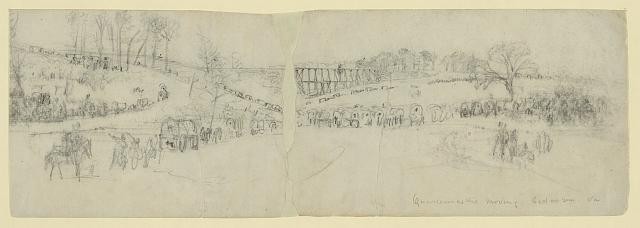Quartermasters Moving,Cedar Run,Virginia,American Civil War,Alfred Rudolph Waud