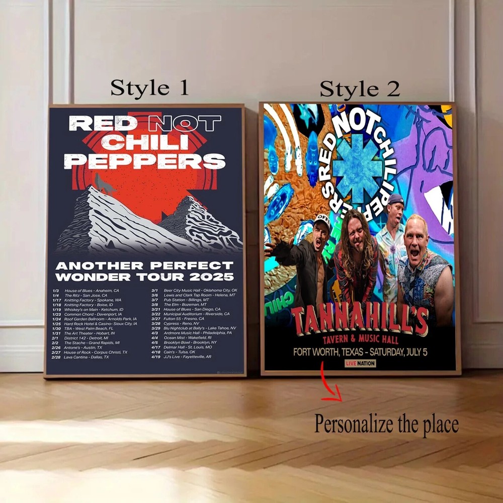 Red Hot Chili Peppers 2025 Tour Poster Wall Art No Frame