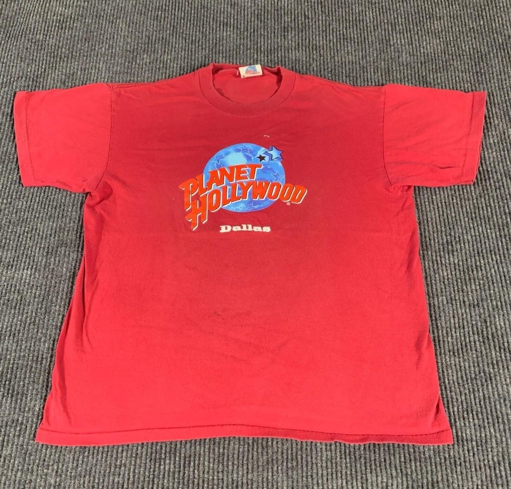 VTG Planet Hollywood T Shirt Mens Large Red Dallas Texas Single Stitch USA 90s