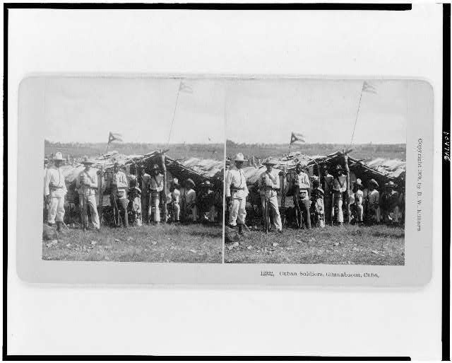 Photo of Stereograph,Cuban Soldiers,Guanabacoa,Cuba,Spanish American War,c1899