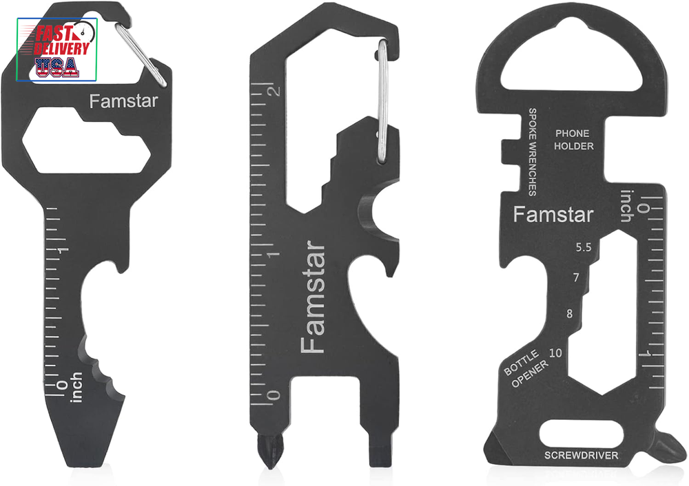 Compact 3-in-1 Rustproof Keychain Multi-Tool for Men - Durable Pocket Survival Gear