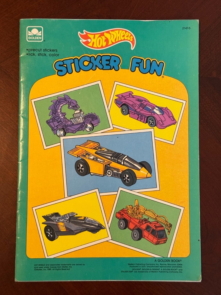 HOT WHEELS vtg STICKER FUN Mattel GOLDEN activity book 1989 unused kid's ills pb