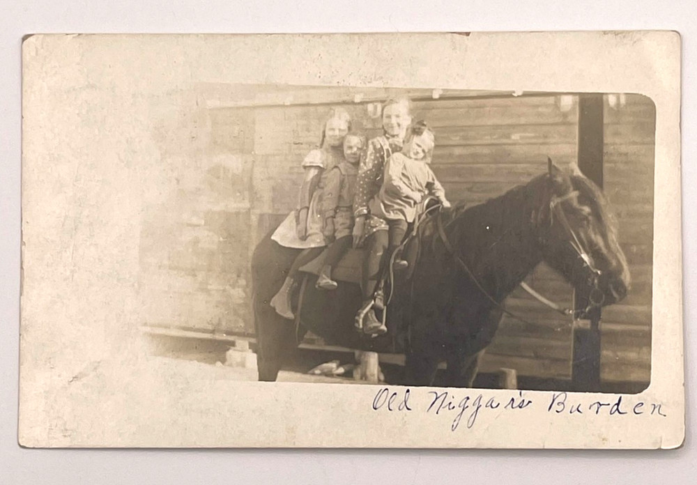 RPPC Children on Horse Rural Farm Scene Real Photo Postcard c1910