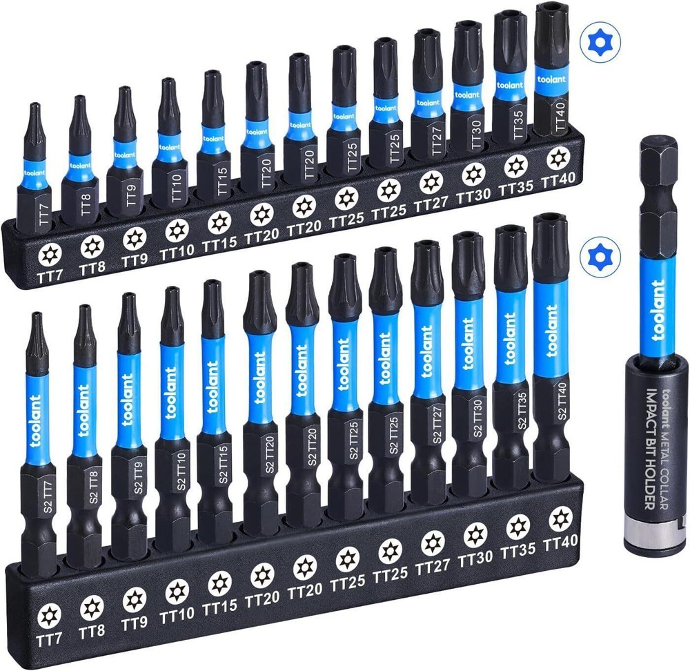 Toolant 27pcs S2 Steel Security Torx Bit Set TT7-TT40 Impact Ready