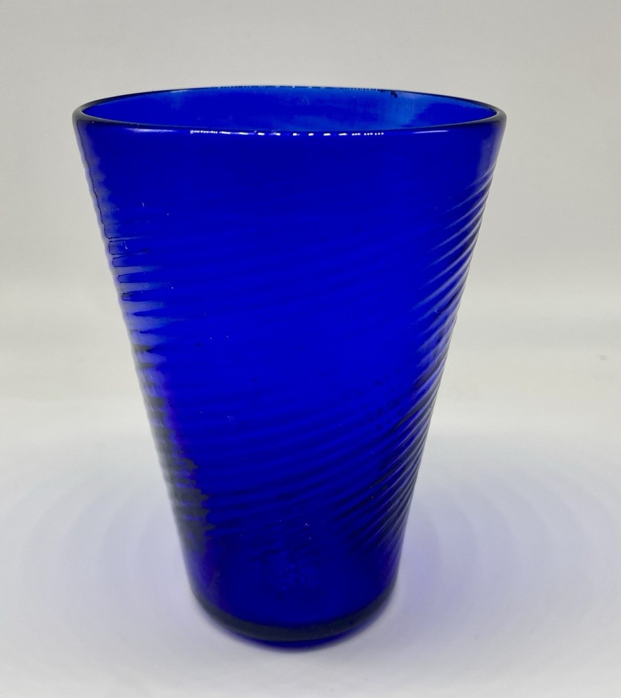 Hand Blown Mexican Art Glasses Swirled Tumbler Cobalt Blue 5