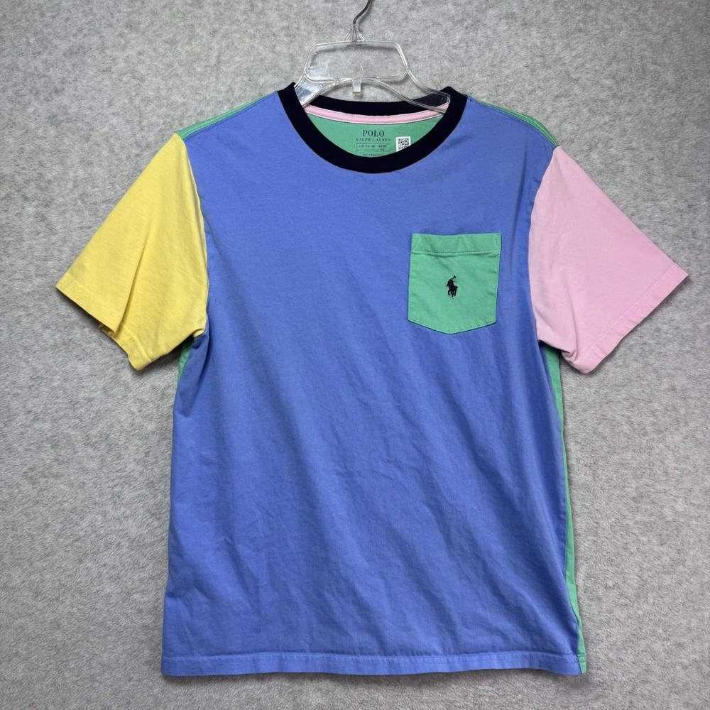 Polo Ralph Lauren Colorblock Pocket T Shirt  Colorful Preppy Boys Youth L 14/16