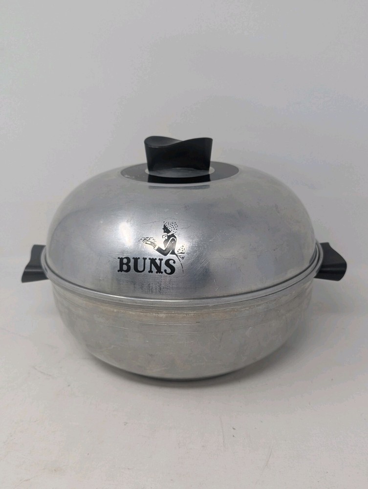 Vintage West Bend Aluminum 3 Piece Serving Oven Bun Warmer - 9.5