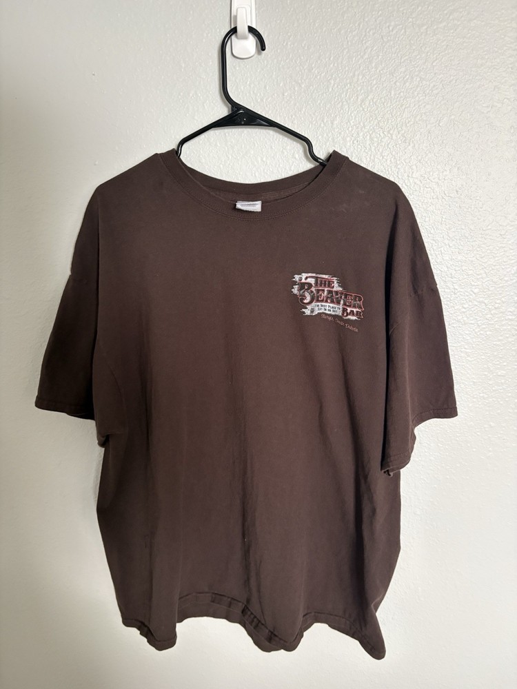 Gildan Ultra Cotton Men's Brown Graphic Print T-Shirt 2XL Short Sleeve