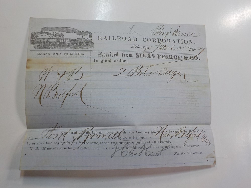 Antique Railroad Document 1869 Providence Rail Road Corporation Illustration