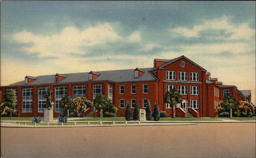 WWII 1940s Parris Island SC Marine Corps Recruit Depot Headquarters ~ postcard