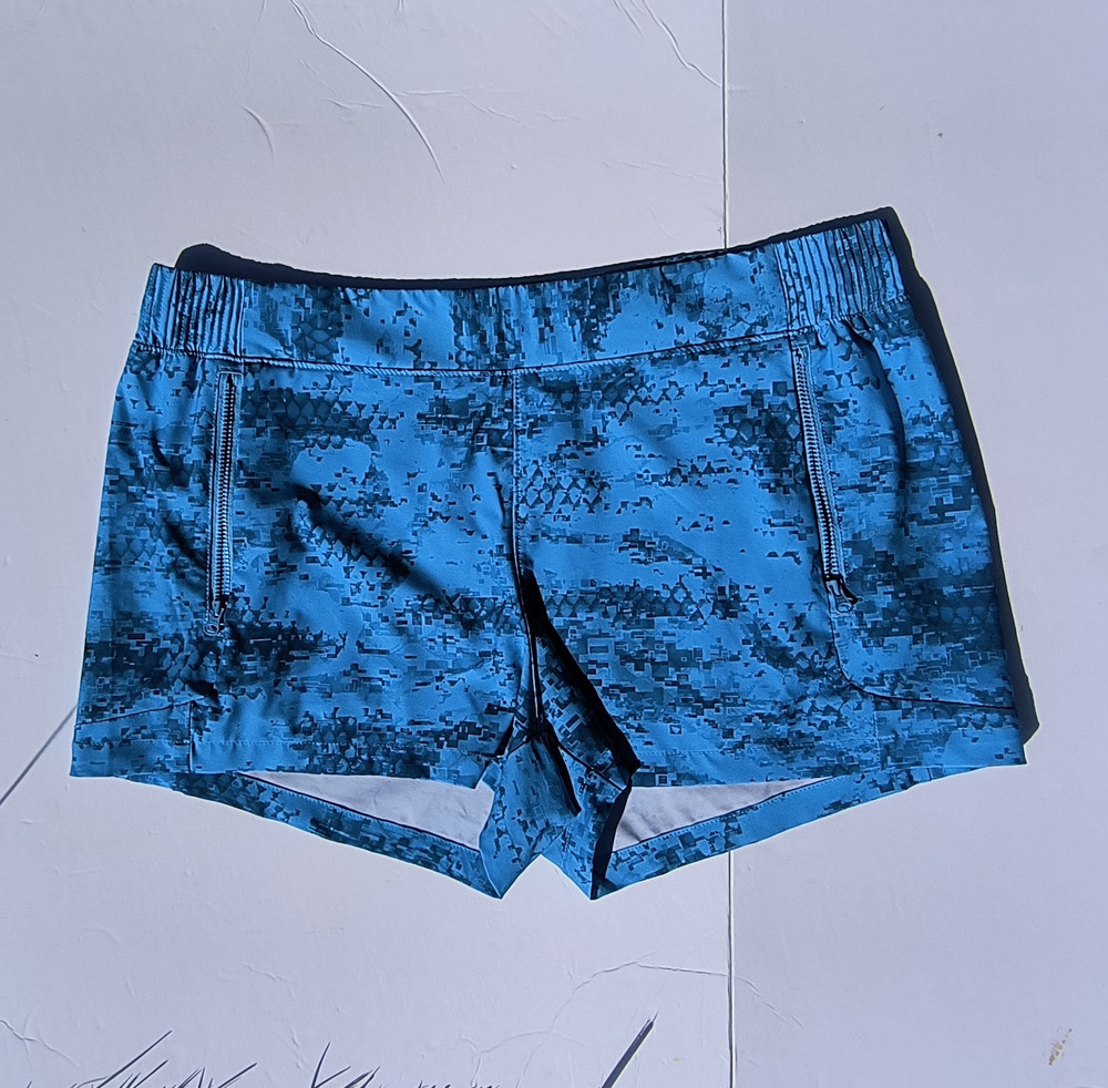 Columbia PFG Women's Blue Digital Camo Swim Shorts  Elastic Drawstring Waist LRG