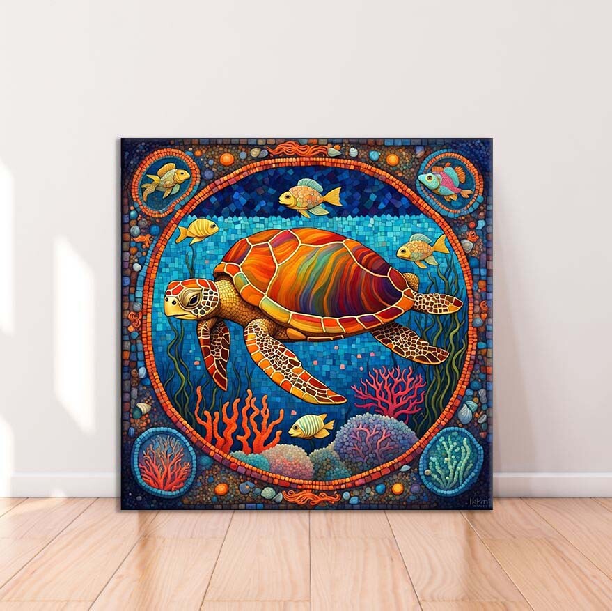 Abstract Art Sea Turtle Limited Edition High Quality Home Decor Australian Made-image