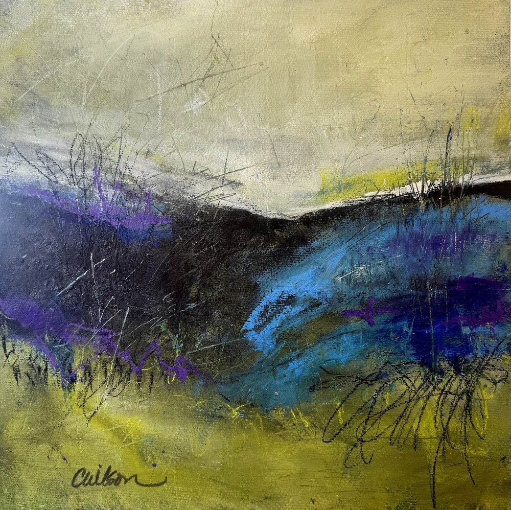 Original Landscape Abstract Painting * Gallery Paper 12x12 signed