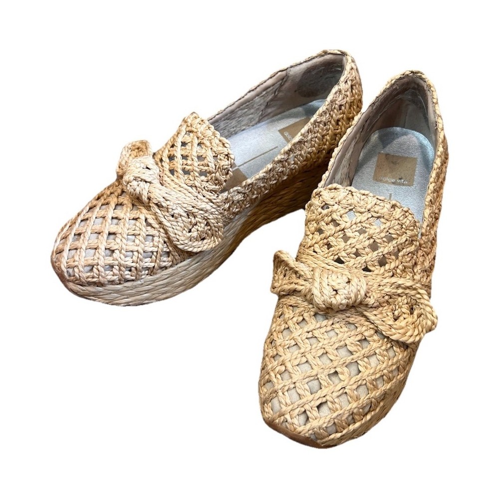 Dolce Vita Beige Crochet Bow Slip-On wedge Women’s Shoes