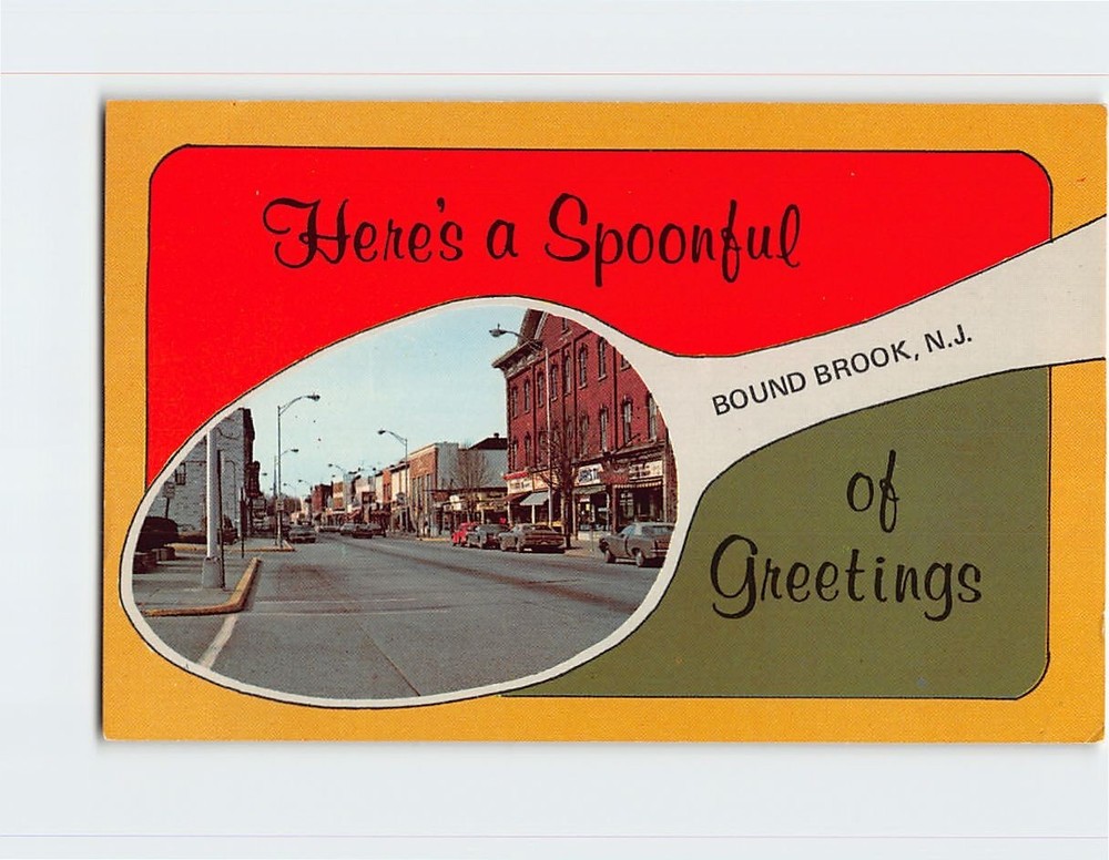 Postcard Here's a Spoonful of Greetings Bound Brook NJ USA