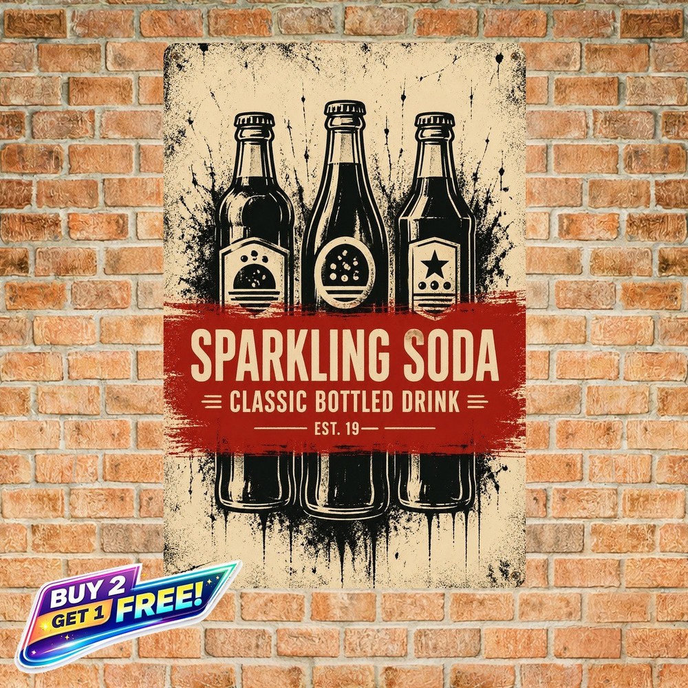 Rustic Soda Wall Decor Cola Tin Metal Sign Vintage Beverage Plaque
