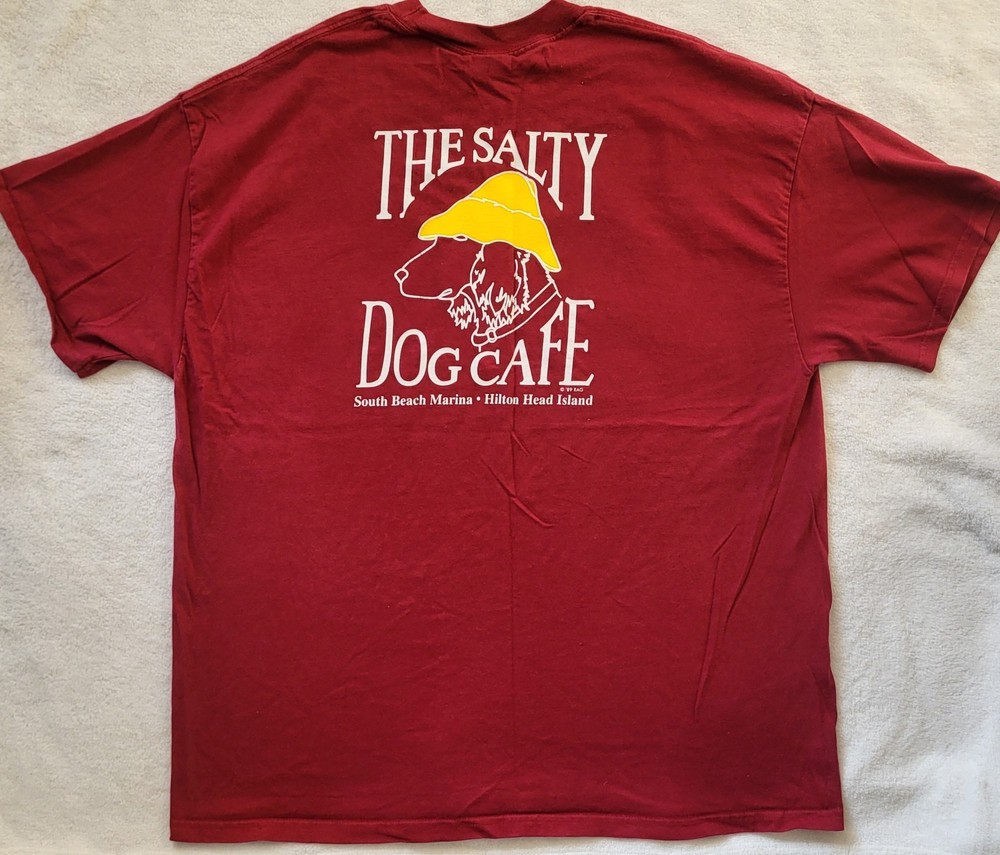 Vintage The Salty Dog Cafe T-Shirt Men's  2XL Deep Red Short Sleeve