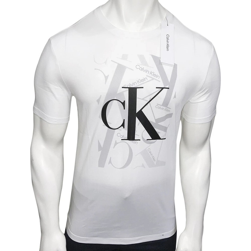 Msrp $54.99 Nwt Calvin Klein Men's White Crew Neck Short Sleeve T-Shirt Size S