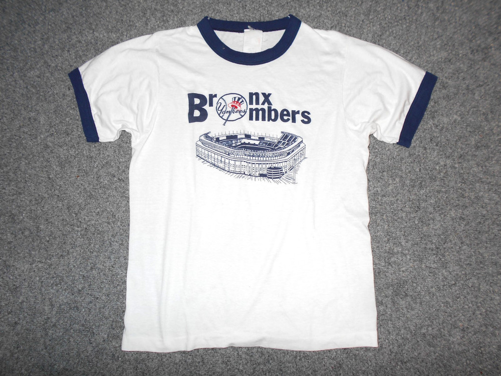 Screen Stars Vtg 80'S Mlb Ny Yankees Bronx Bombers Adult Ringer T-Shirt