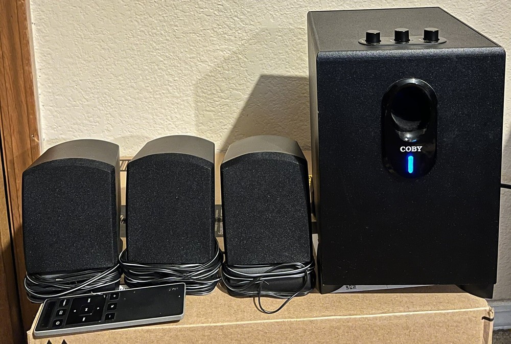 Coby CSP96 5.1 Channel Home Theater 4-Piece Speaker System Subwoofer