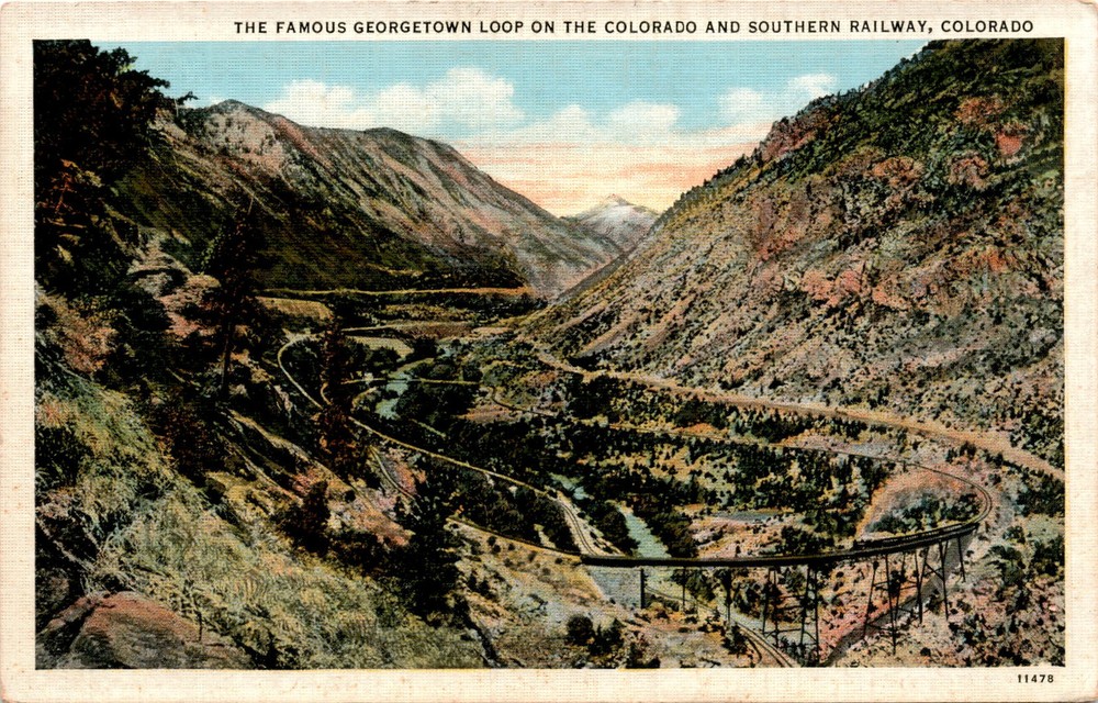 Georgetown Loop, Colorado, Colorado and Southern Railway, Georgetown, Postcard