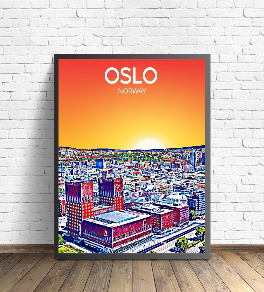 Oslo Norway Art Poster Sunset Night Poster Art Print Oslo City Modern Wall Art
