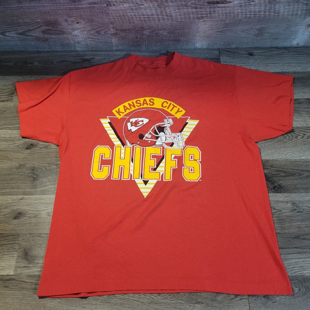 Vintage 90s Kansas City Chiefs Football NFL Single-stitched T-shirt Size Large