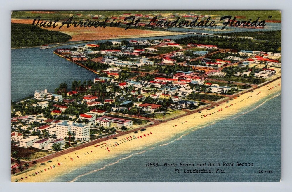 Ft Lauderdale FL-Florida, North Beach, Birch Park Section Vintage c1960 Postcard
