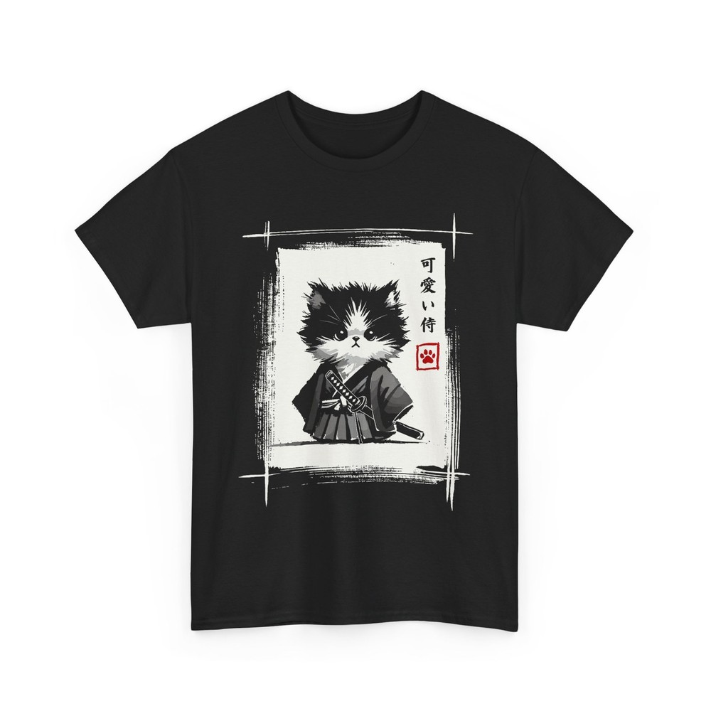 Samurai Cat Japanese Art Shirt, Kawaii Funny Cat Women Men T-Shirt