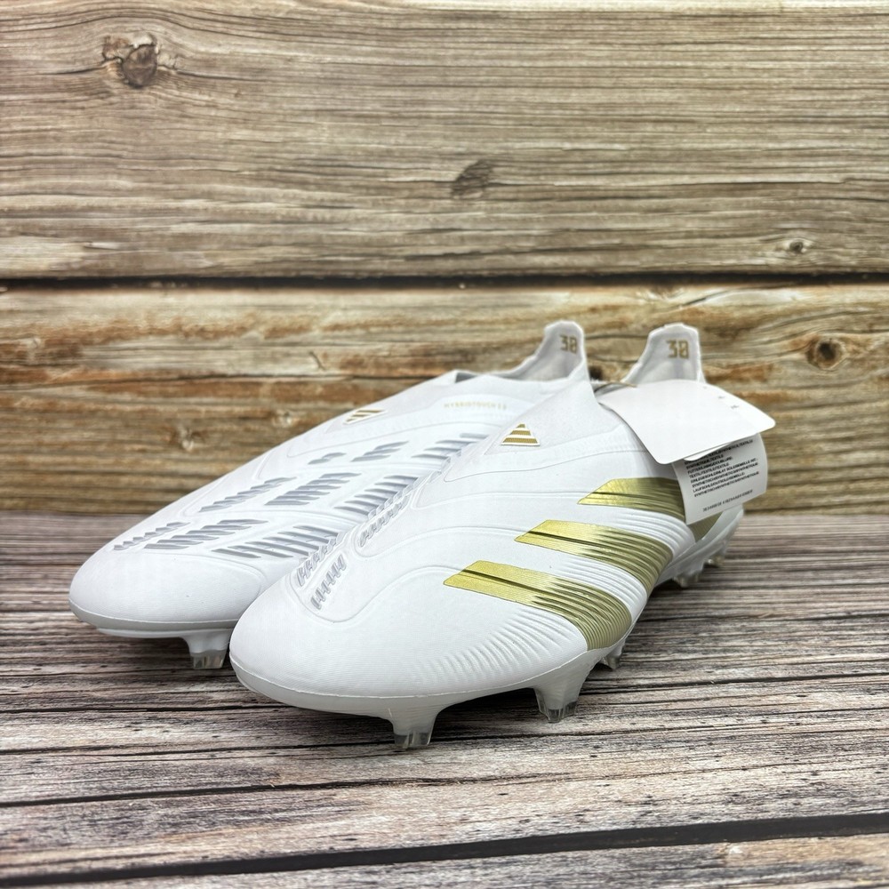 Mens Size 9.5 adidas Predator Elite Laceless FG White Gold Soccer Cleats IF6448