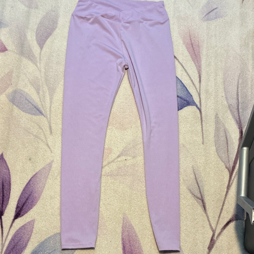Love Lavender Ankle Leggings Women Size L Elastic Waist Stretch