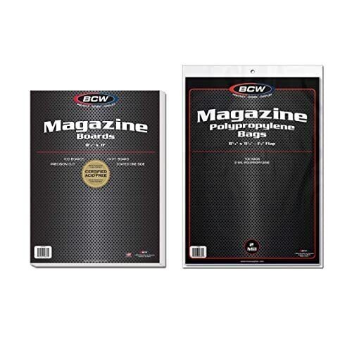 BCW 200-Pack Acid-Free Archival Magazine Storage Bags with Boards-image