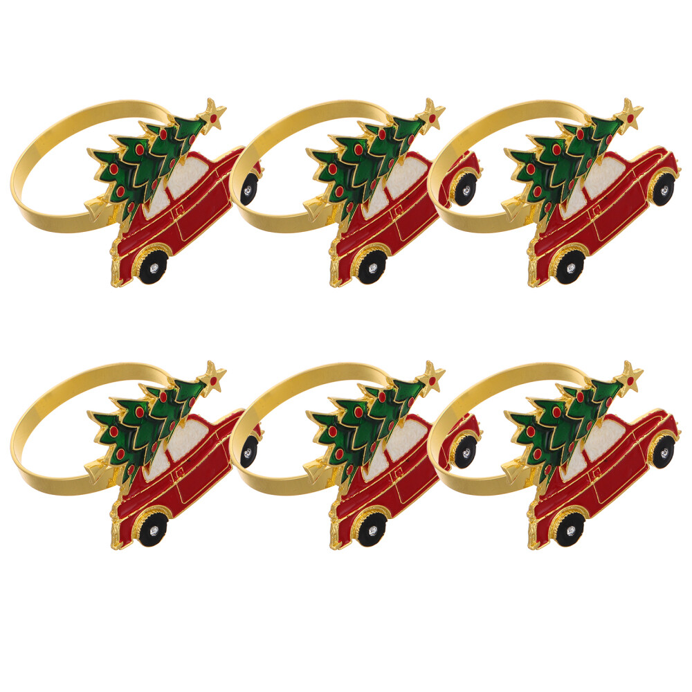 6 Durable Christmas Tree Napkin Rings for Xmas Banquets and Picnics