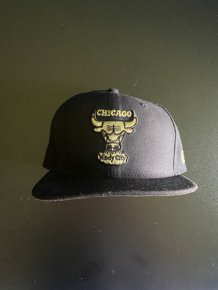 Chicago Bulls New Era 59 Hat Hardwood Classics Windy City  Snapback Black Gold