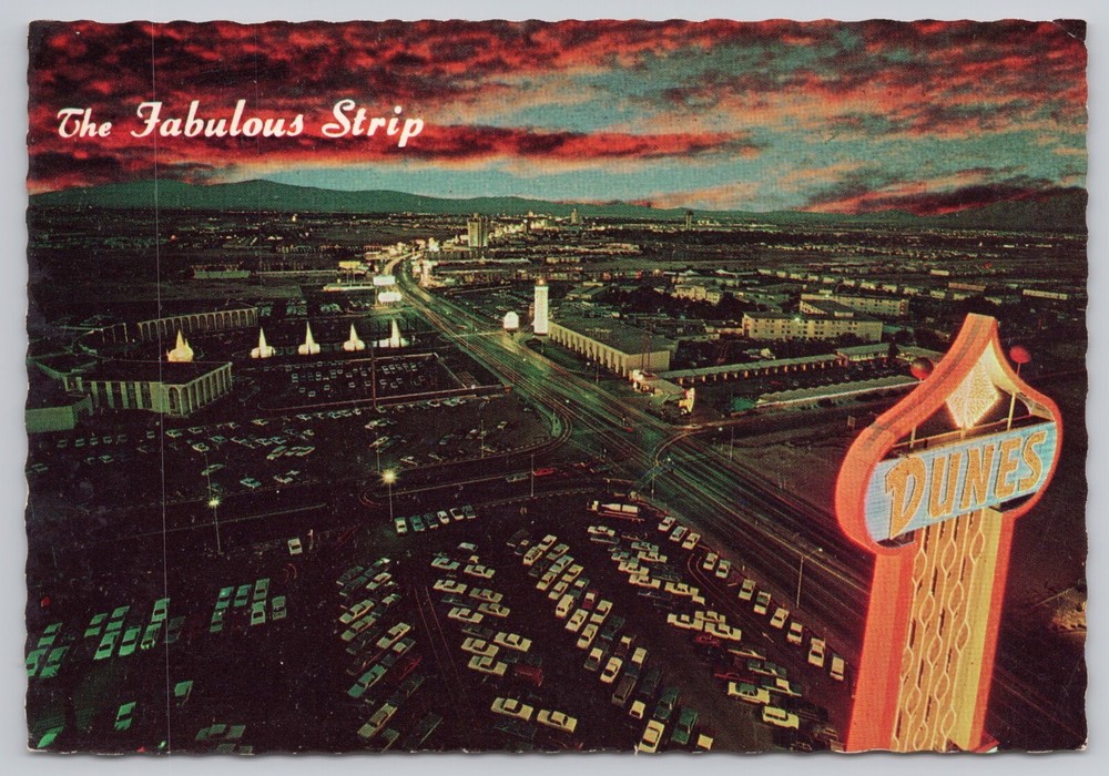 Las Vegas Nevada, Fabulous Strip Dunes Hotel Marquee, Vintage Postcard