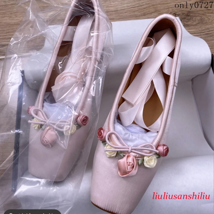 Square Toe Satin Ballet Flats Floral Loafers Womens Casual Princess Pumps Shoes