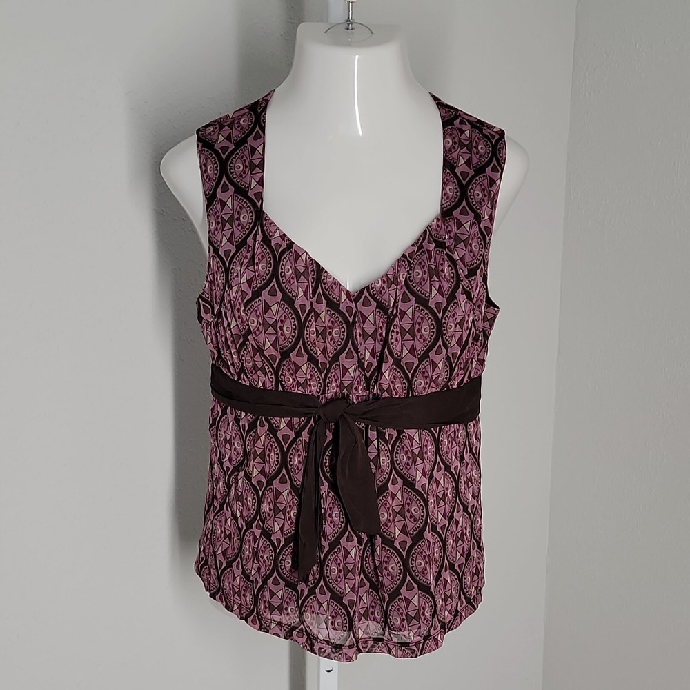 Cute Classy Sleeveless Blouse in Purple & Brown Size L by Apt.9  