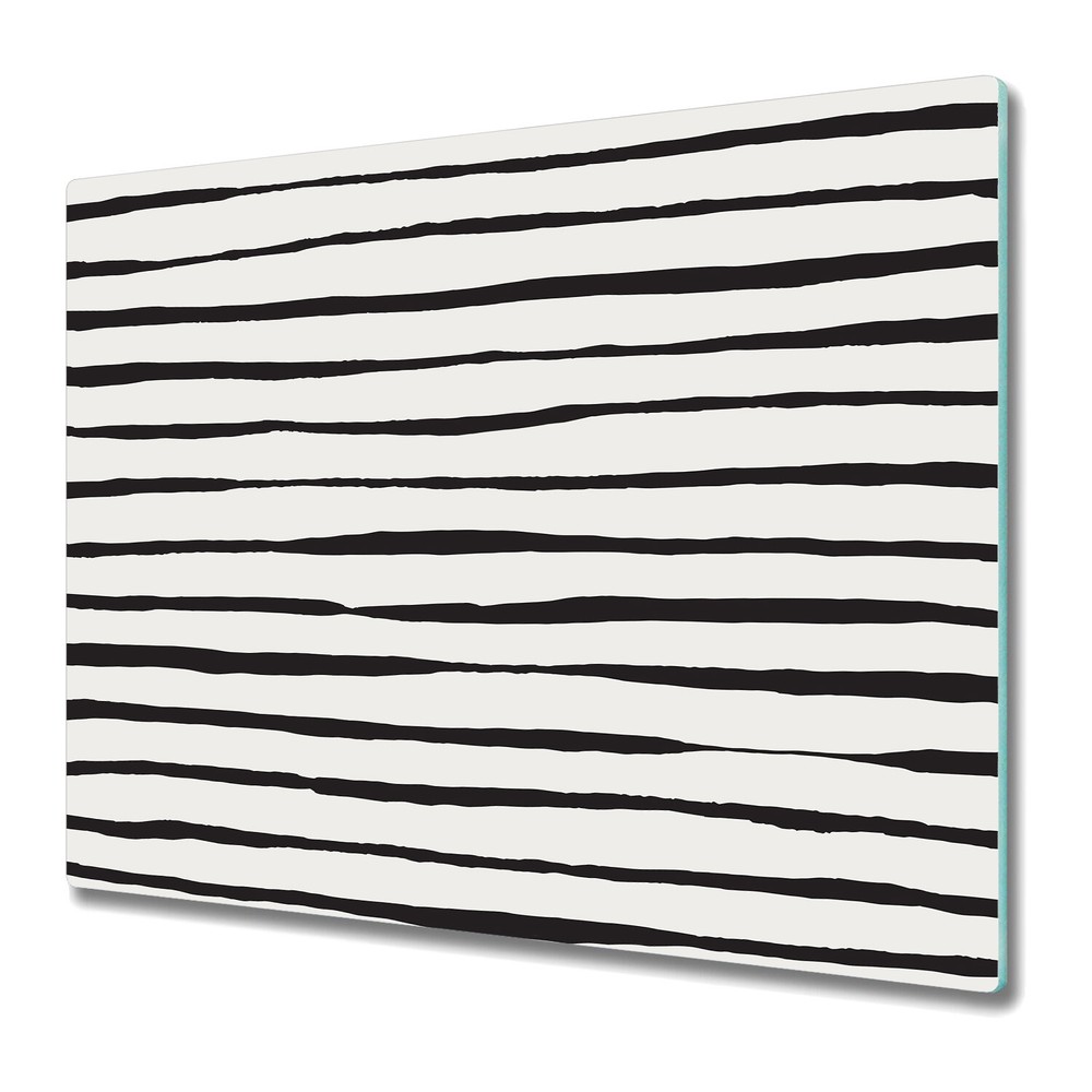 Glass Kitchen Chopping Cutting Board Worktop Saver Black lines black 60x52