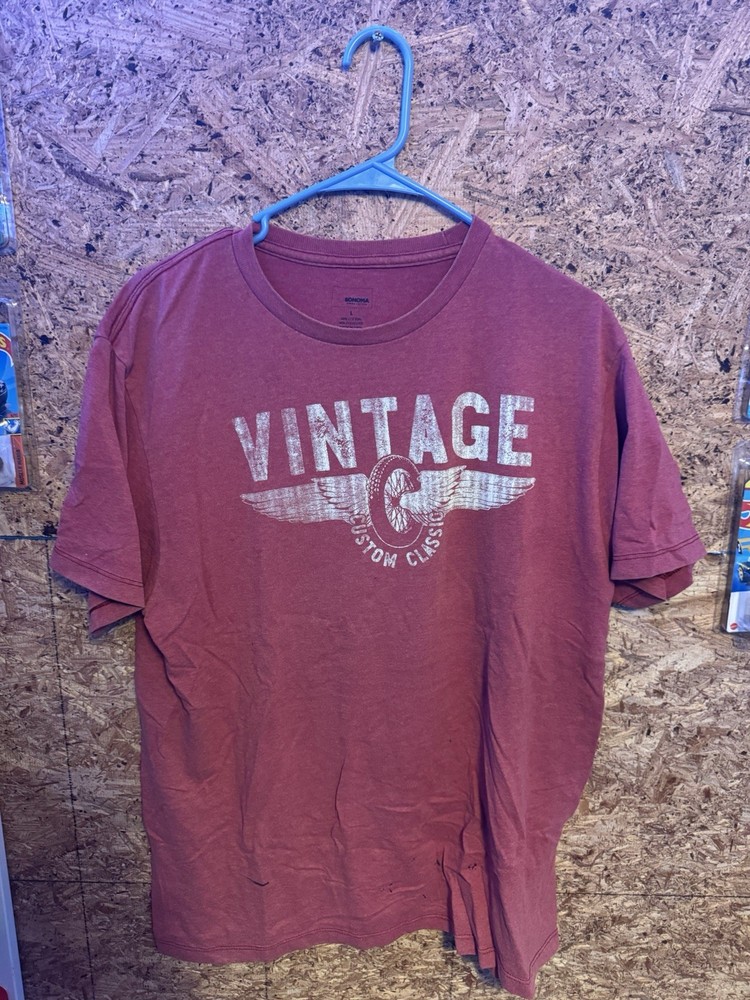 Vintage Custom Class Sonoma Mens Size Large T-Shirt Red Short Sleeve