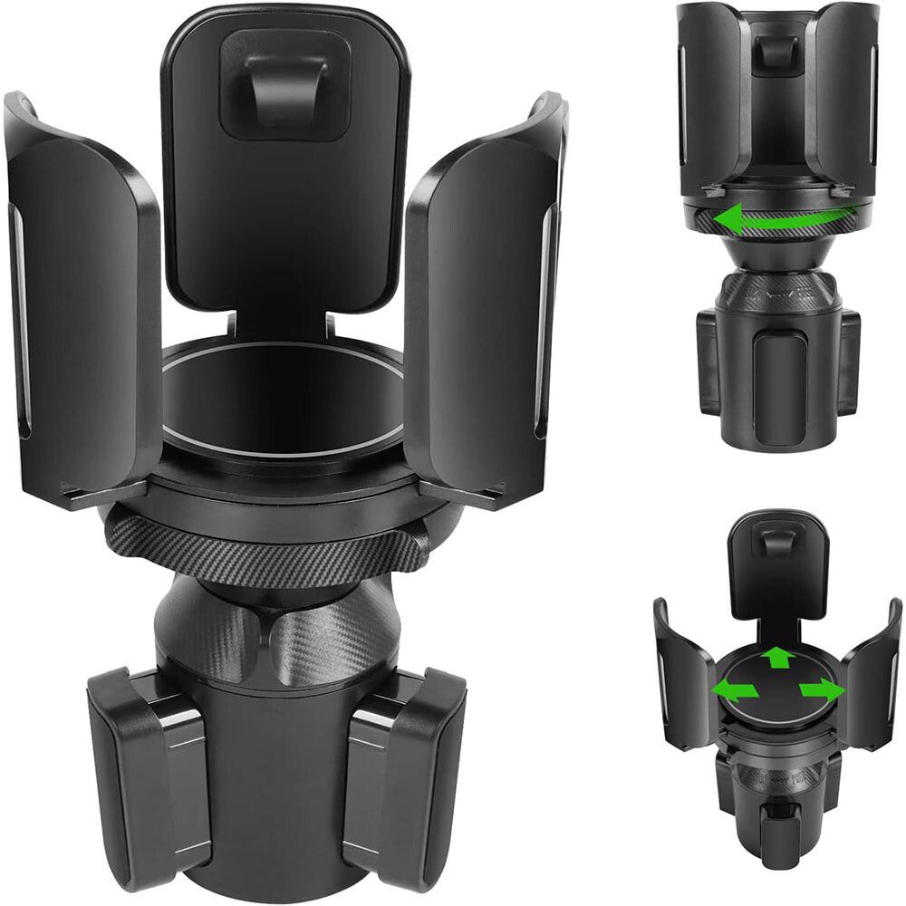 Car Cup Holder Extender with Adjustable Arm & Base For Large Bottles and Mugs
