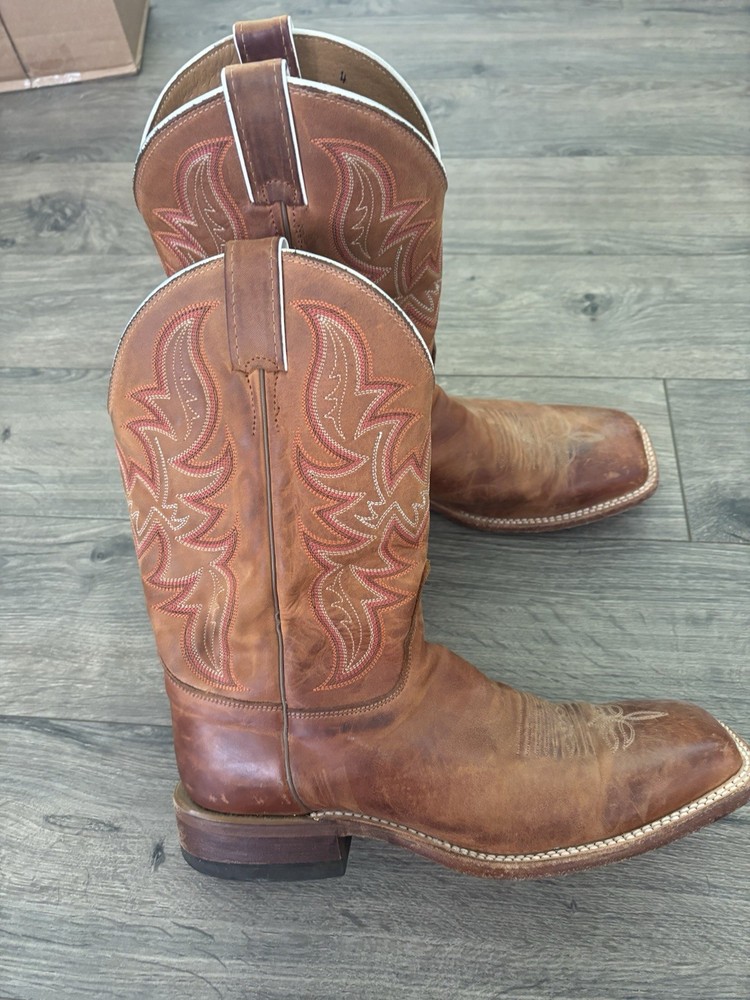 Justin Mens Distressed Cognac Cowboy Boots Bent Rail Western Medium 9 EE
