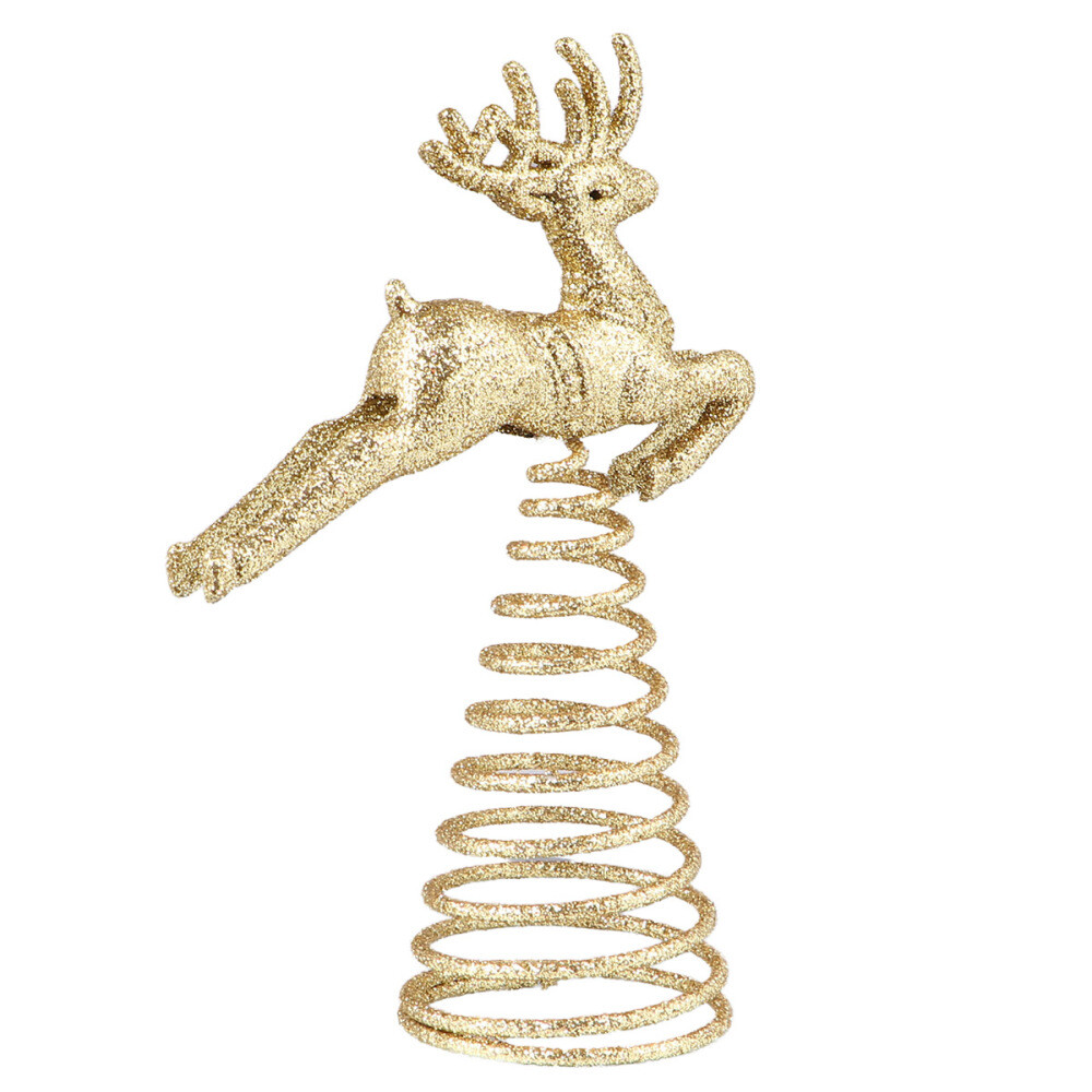 Christmas Tree Decoration Top Star Deer Topper Xmas Ornaments Artificial Trees