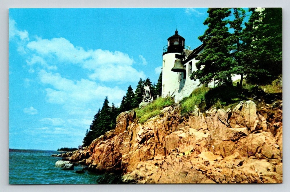 Bass Harbor Light Acadia National Park Maine Lighthouse Chrome Postcard-image