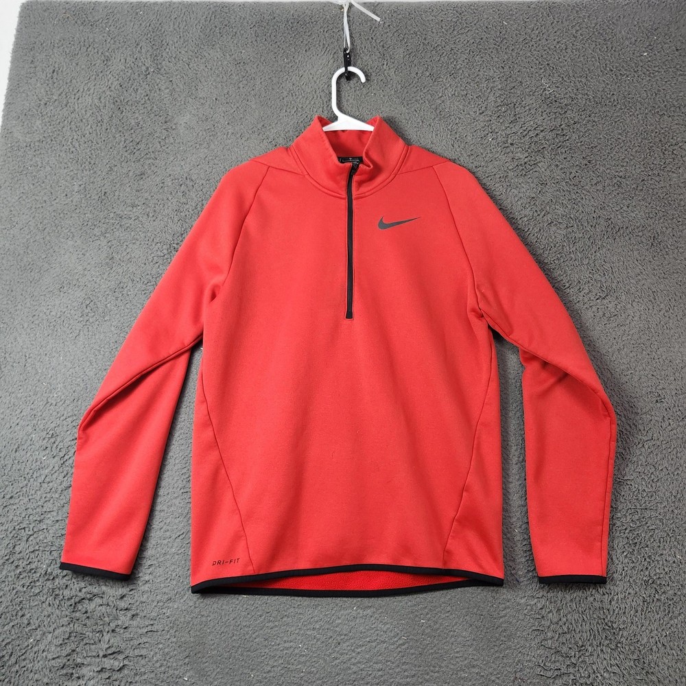 Nike Pullover Mens Small Red Dri-FIT Quarter Zip Fleece Athletic Shirt