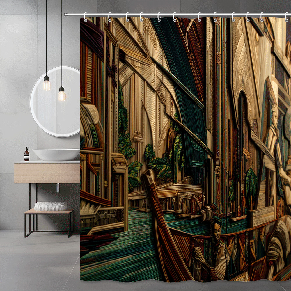 Abstract Art Shower Curtain, Colorful Graphic Print