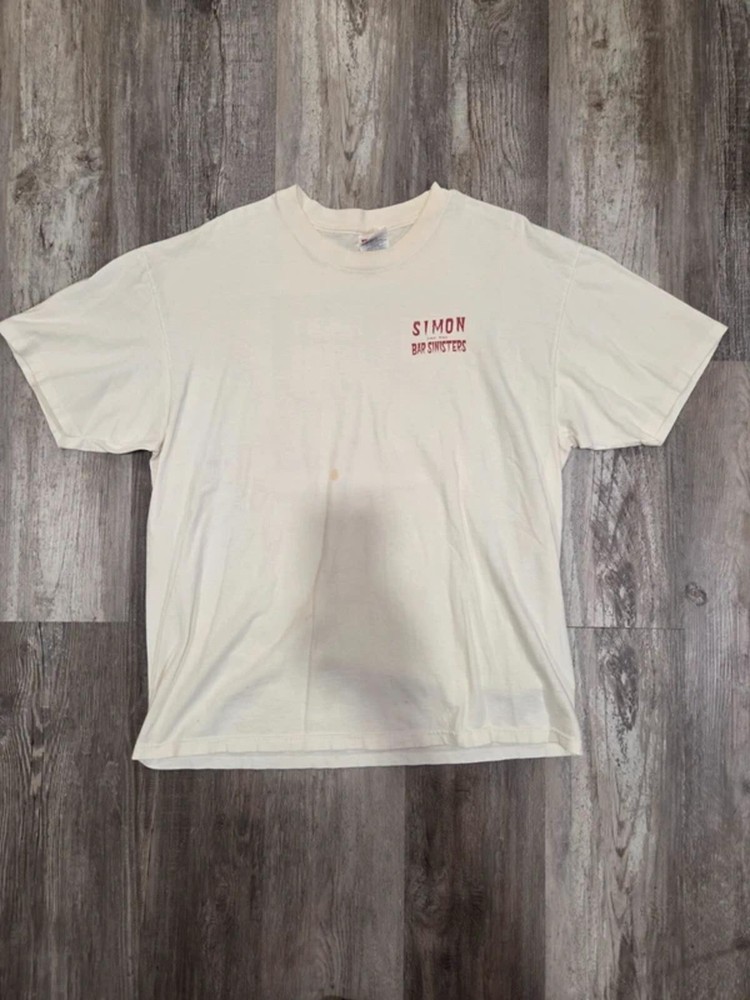 Vintage VTG Y2K Hanes Heavyweight Simon Bar Sinister White T-Shirt Men's XL