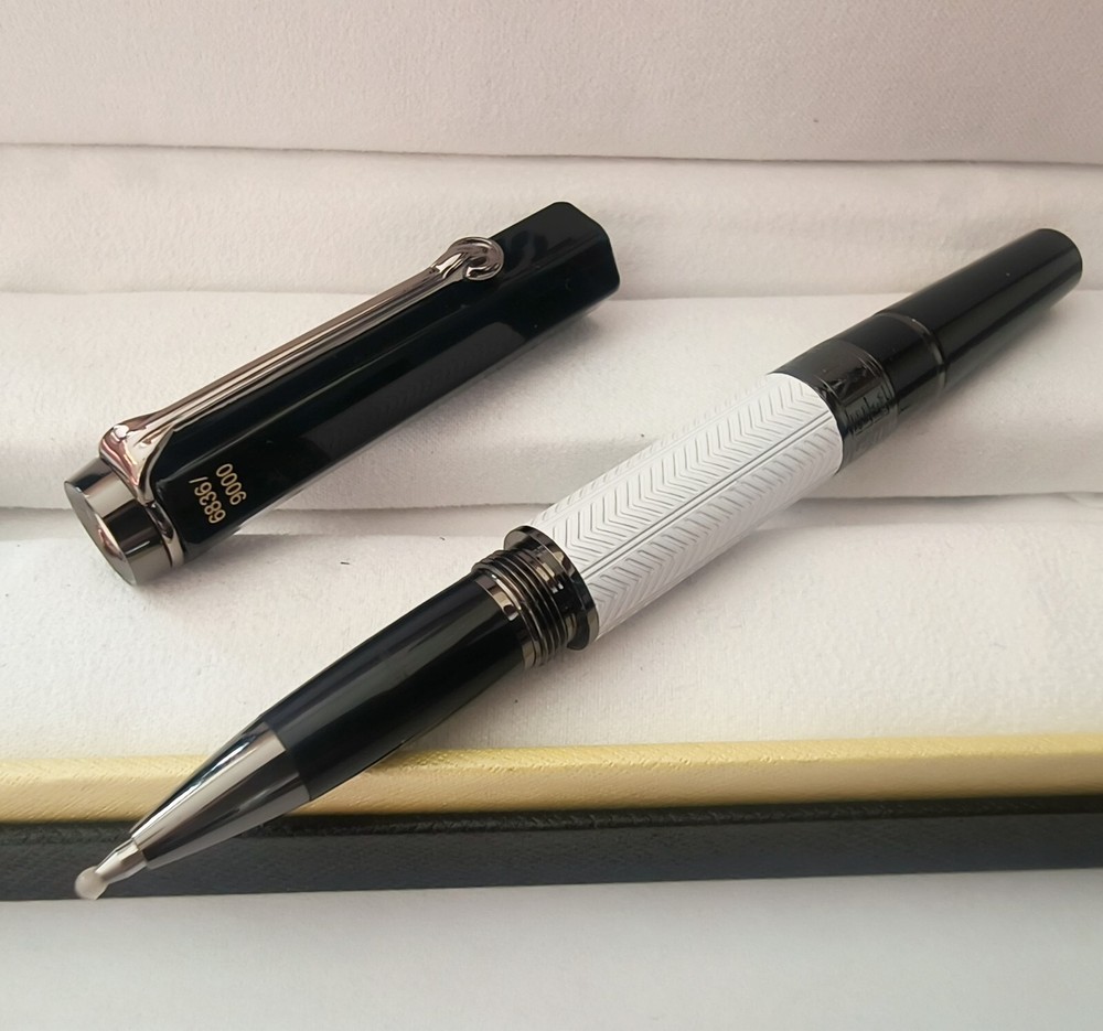 Deluxe Writers Series White - Grey Clip 0.7mm Rollerball Pen No Box