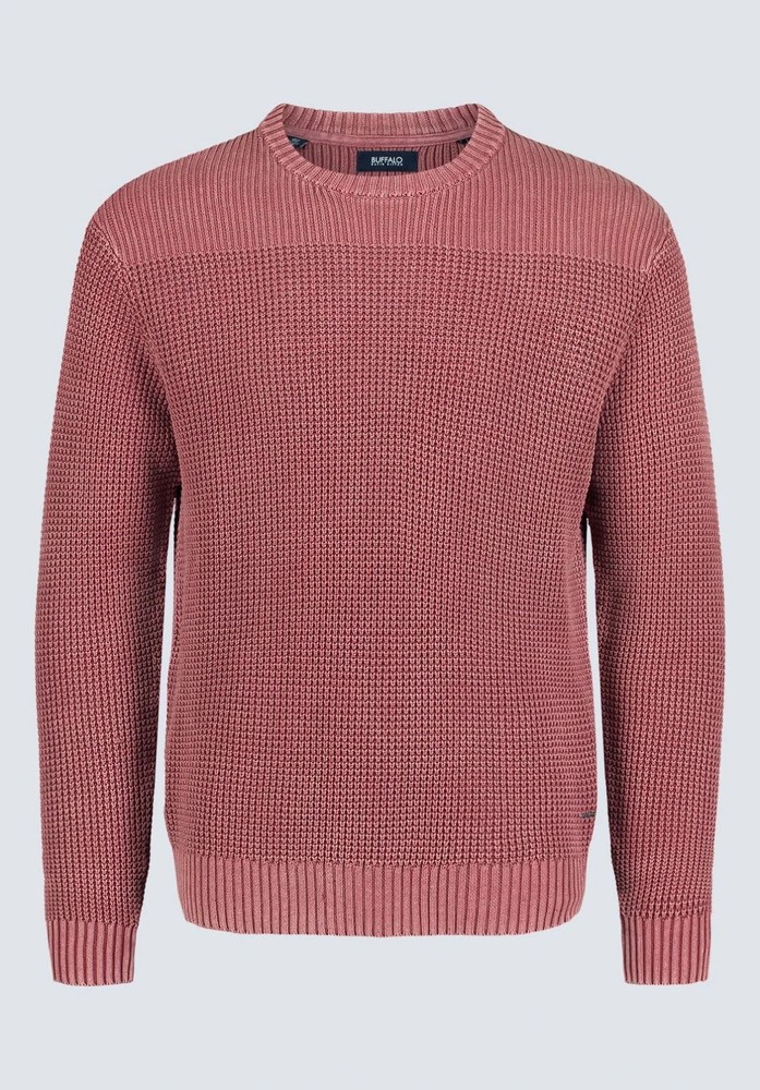 BUFFALO David Bitton Red Ochre Sweater Cotton Regular Fit Pullover Crewneck XL