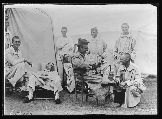 Auteuil France Soldiers American Red Cross Tent Hospital 1918 Sun Bathing